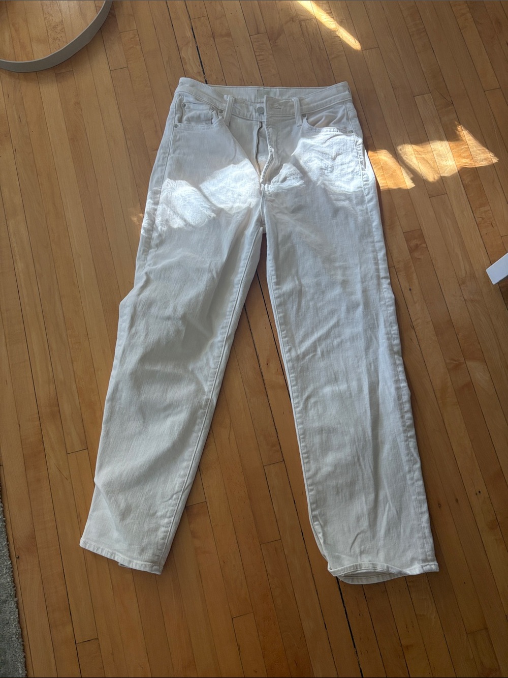 MOTHER Cream Straight-Leg jeans